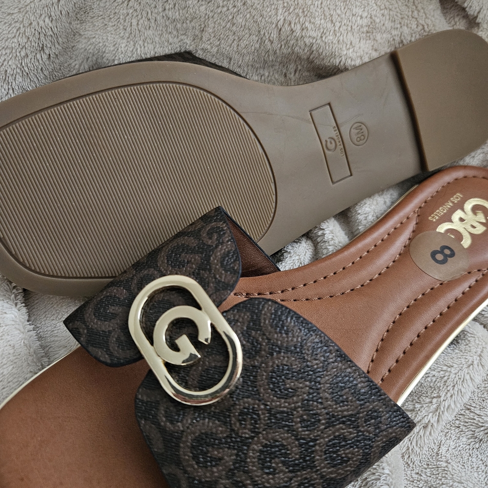GBG Los Angeles Dark Patterned Slide Sandals - Picture 3 of 3